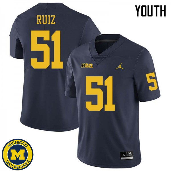 Youth University of Michigan #51 Cesar Ruiz Navy Jordan Brand Player Jersey